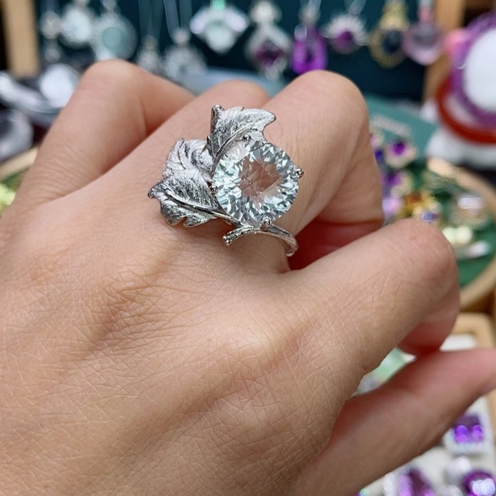 银S925镶嵌戒指水晶天然水晶戒指