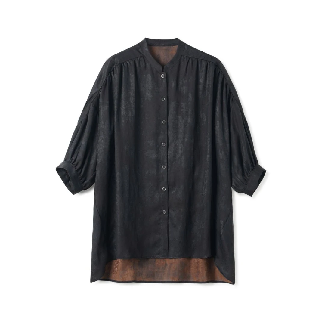 【知闲】28姆米欧非特香云纱夏季新款遮肉显瘦时尚上衣LBW25014-Bk