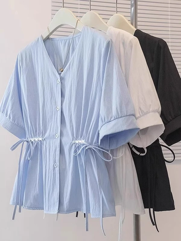 短袖女款爆款2025年新款上衣女加宽加大女装大码衬衫打底衫