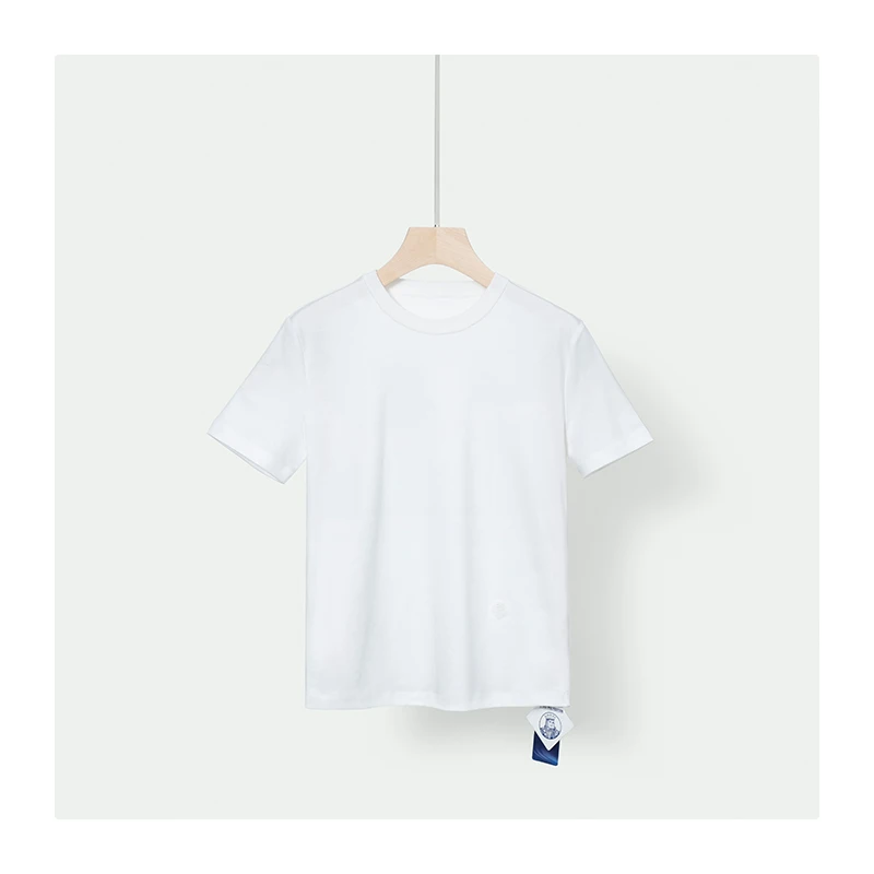 液氨匹马棉刺绣罗纹圆领T恤