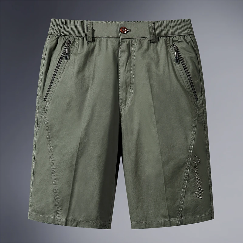 夏季爸爸短裤男薄款中老年人五分裤纯棉宽松休闲全棉系皮带大裤衩