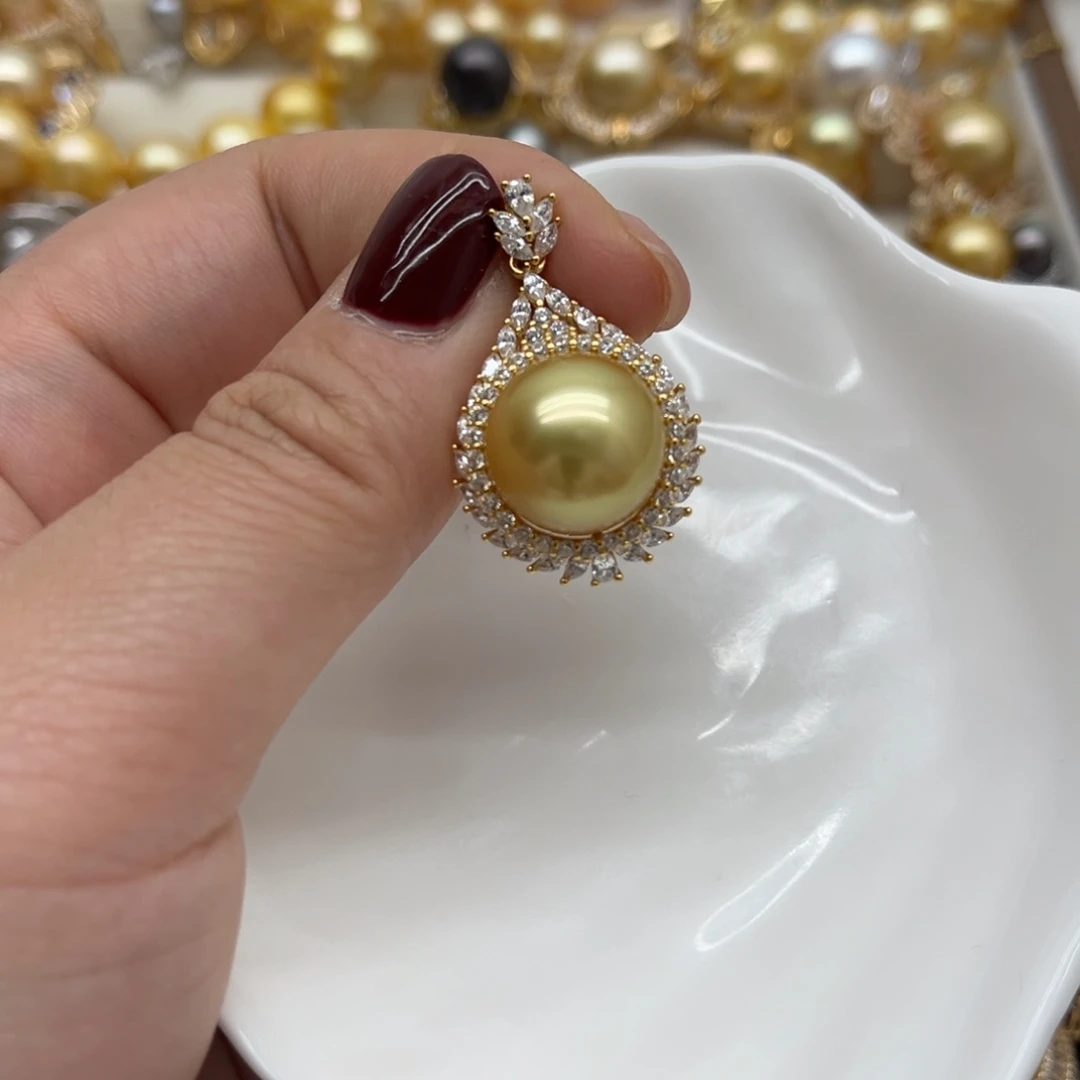 银S925镶嵌吊坠(不含链)海水珍珠