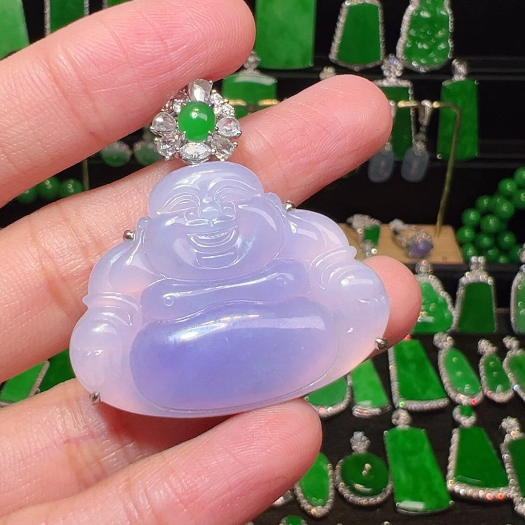 翡翠吊坠(不含链)18K金镶嵌