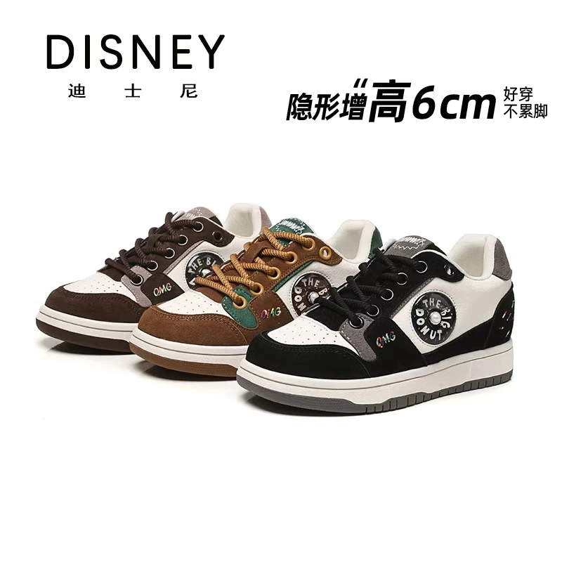 【迪士尼】隐形增高6CM/2025新款潮流时尚板鞋休闲百搭厚底增高女鞋
