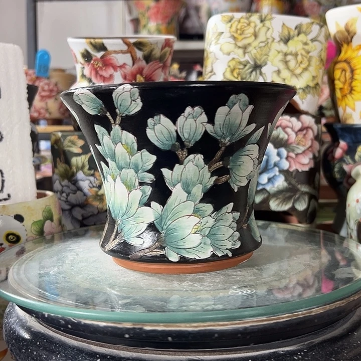 满38包邮 景德镇手绘花盆