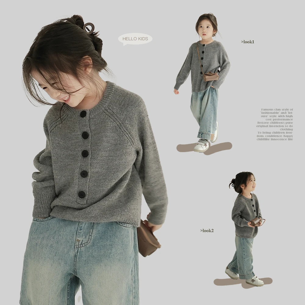 m【伊格雷】女童童装百搭优雅洋气针织长袖亲子毛衣 熙熙可可MY2506