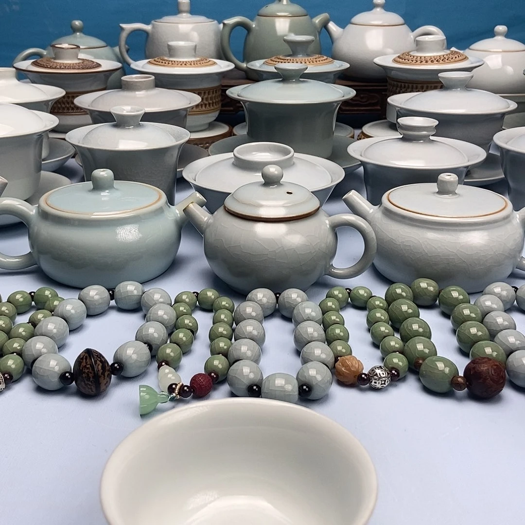 杯月白釉压手杯原矿原釉原产地