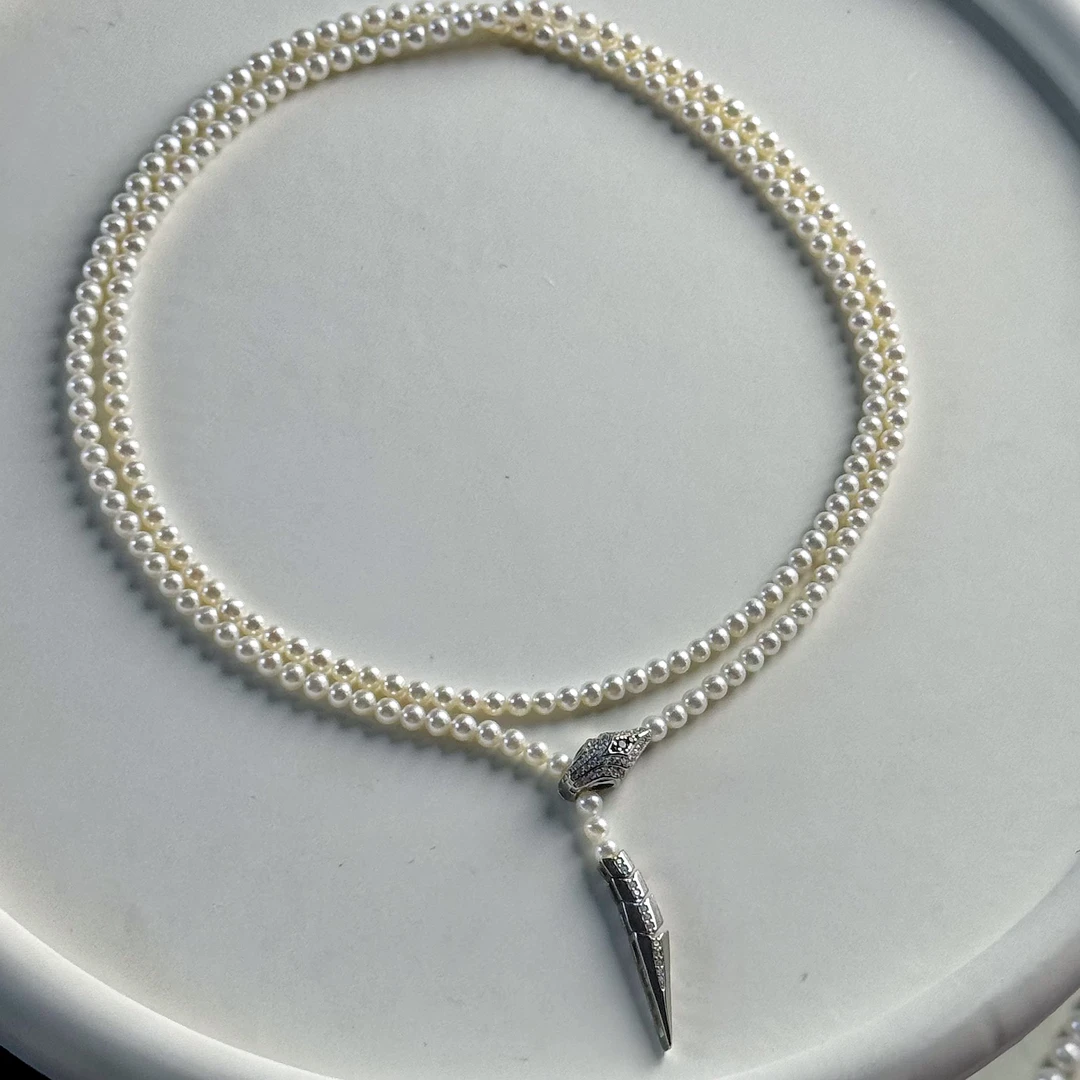 【绎世珠宝】白色灵蛇设计毛衣链优雅气质手工时尚简约百搭