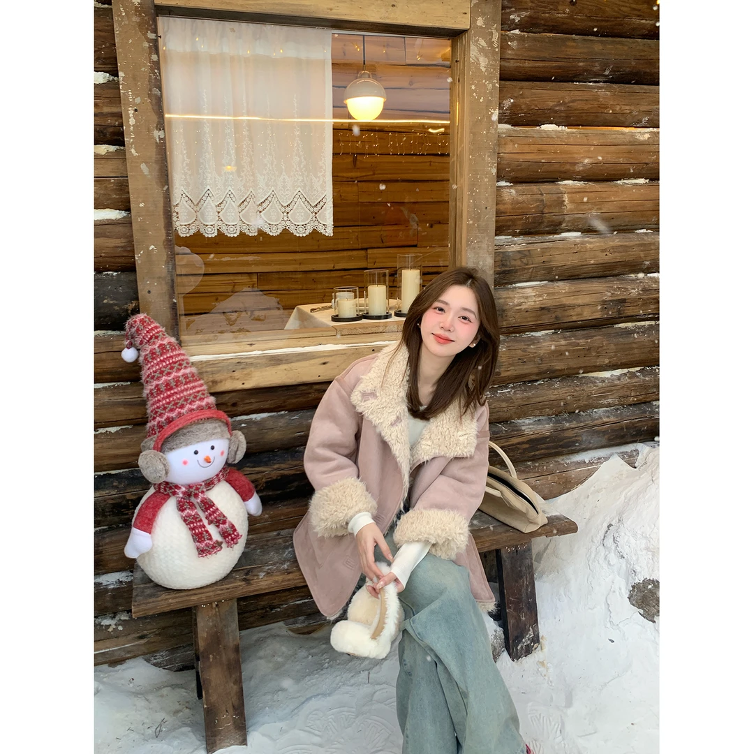 2024秋冬新款毛毛外套女双面穿毛绒外套韩版时尚加厚气质