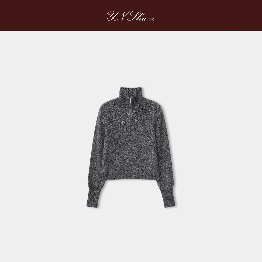 YN-SHUZE秋冬高领钉珠山羊绒毛衣SZ-YNB-L6672