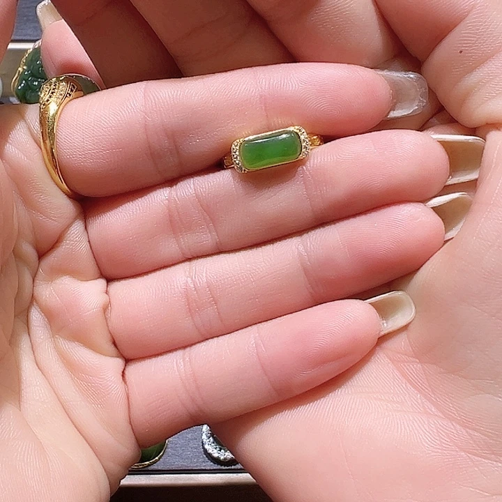 银S925镶嵌戒指和田玉