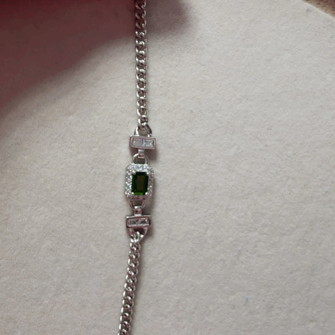 透辉石手链银S925镶嵌蓝*儿