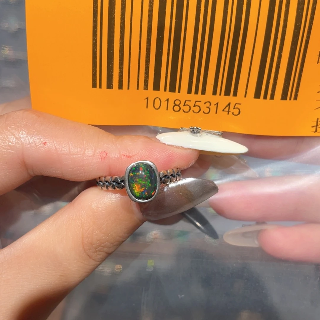 欧泊银S925镶嵌欧泊戒指国**爹