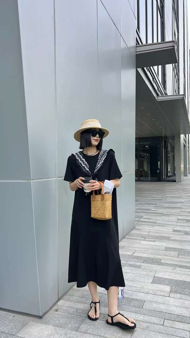 【H.X蕾姐】2025夏季新款法式披肩微胖女生连衣裙9891