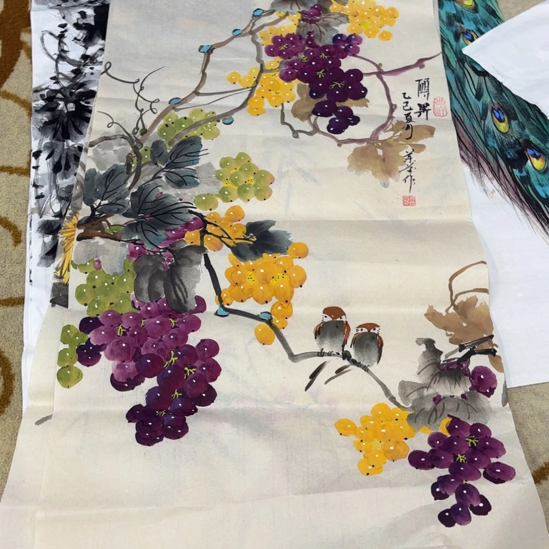 国画三尺花鸟作品童