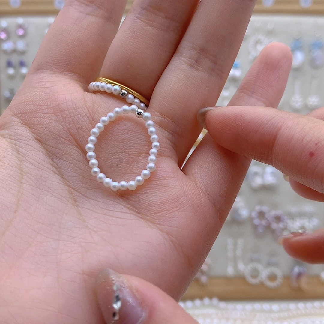 戒指银S925镶嵌淡水珍珠