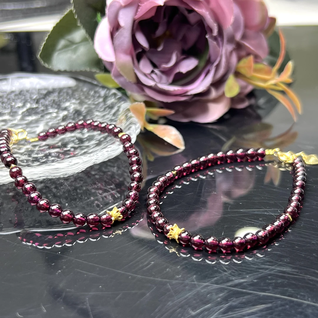 【铭记珠宝】石榴石DIY圆珠手链20-2DM01L396【多样性发一件】约3.5mm