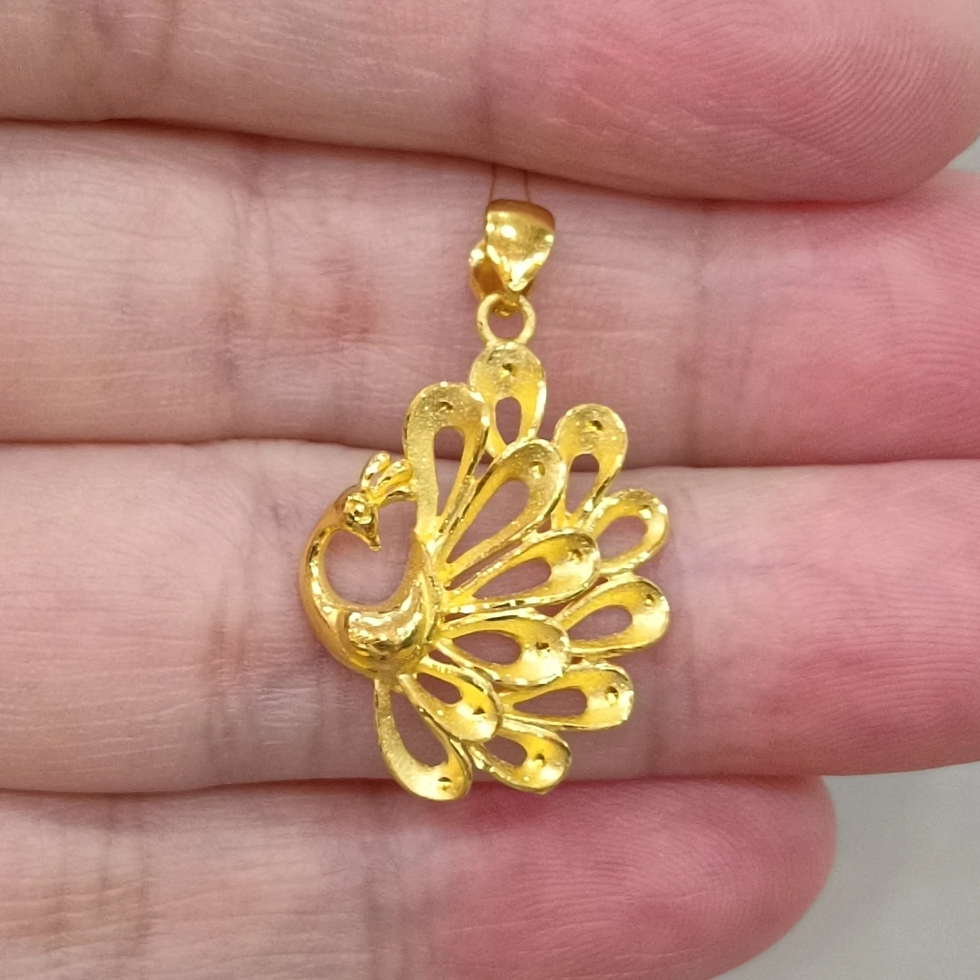 足金999黄金吊坠实心真金正品纯黄金孔雀挂坠子闪亮时尚新款3.57