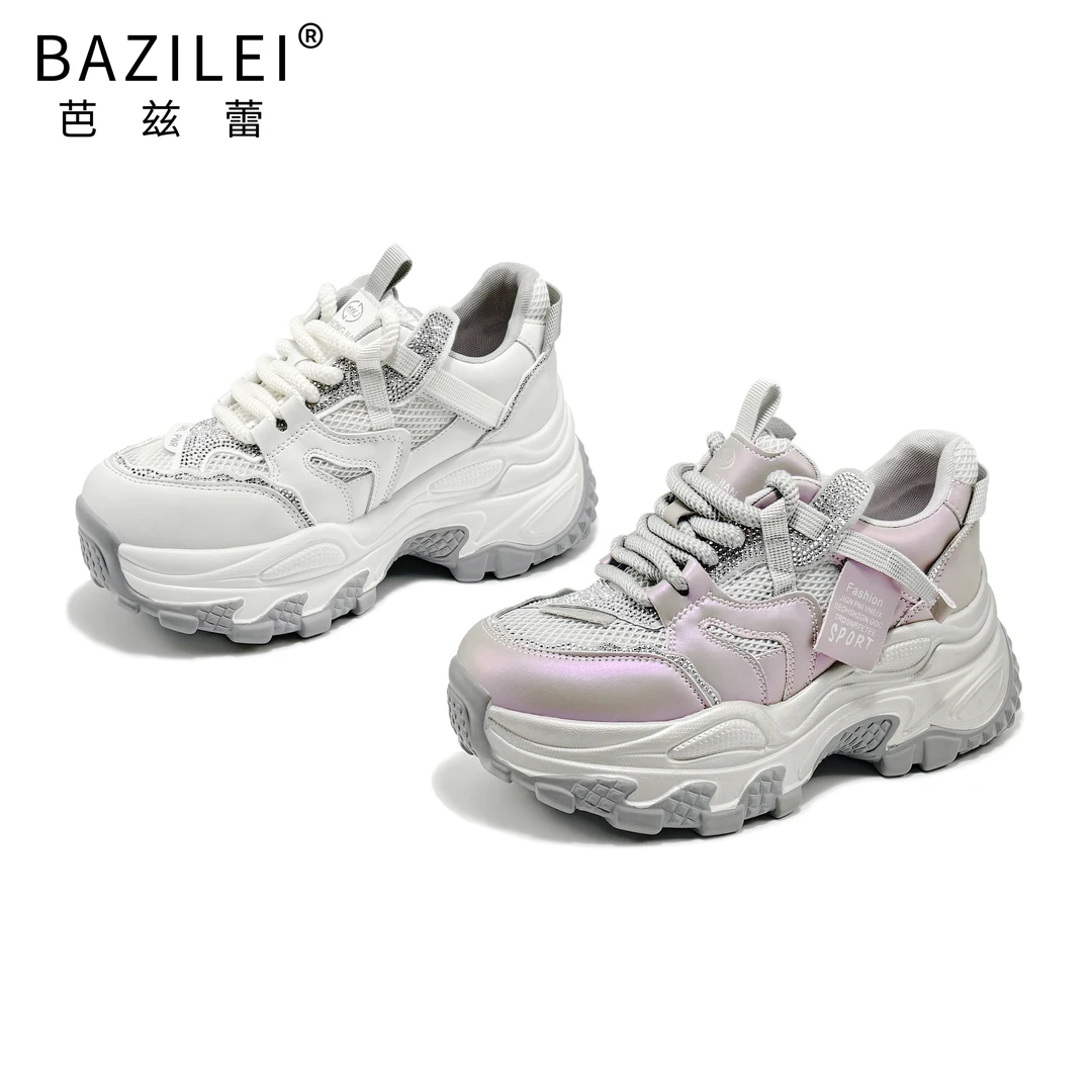 厚底增高潮流老爹鞋女2025春夏新款透气百搭跑步鞋时尚网面运动鞋