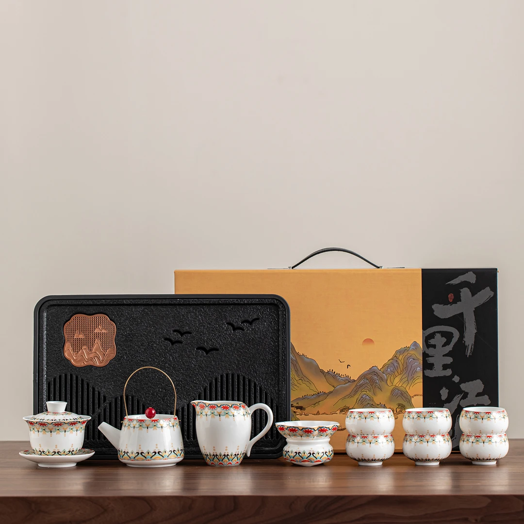 轻奢羊脂玉瓷功夫茶具高档礼盒家用客厅泡茶创意茶壶茶杯茶盘礼品