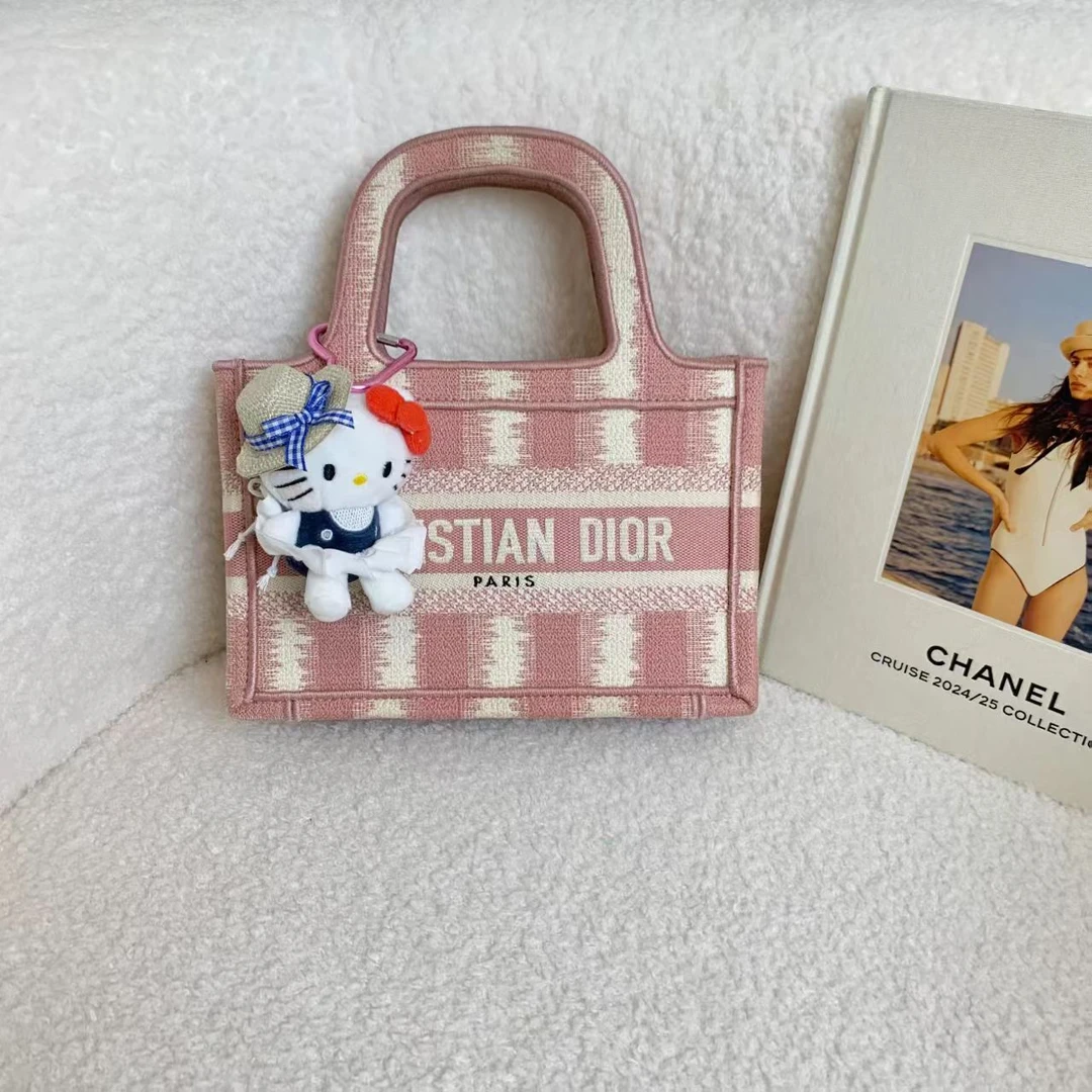 99新 DIOR/迪奥 壹臻/粉色刺绣mini tote 包20年 23396722