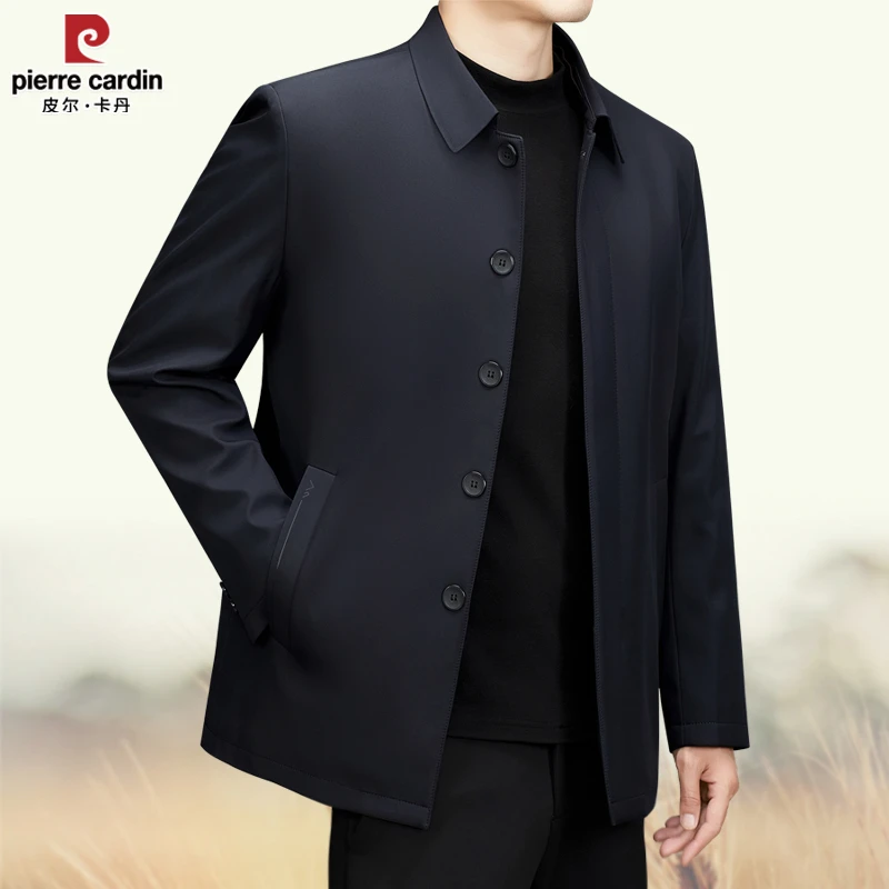 皮尔卡丹【新品五粒扣】秋冬新款男士行政加厚外套休闲百搭加棉夹克