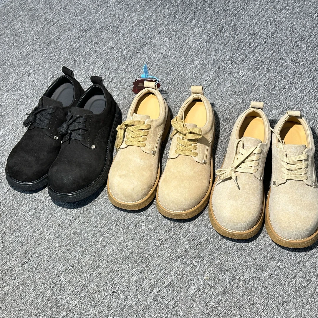 2025真皮新款低帮高定牛反绒德比鞋高级感英伦风休闲鞋大头工装鞋
