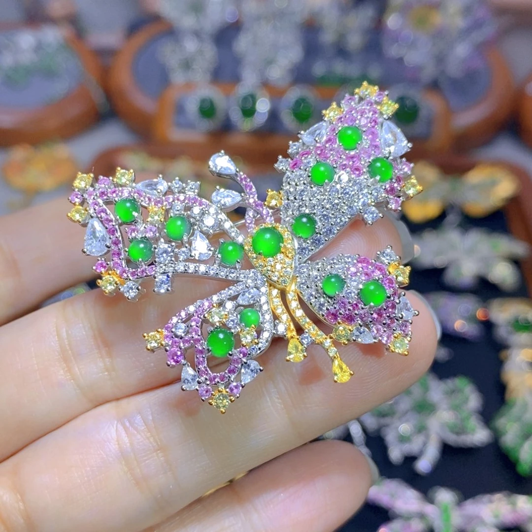 翡翠颈饰银S925镶嵌天然翡翠