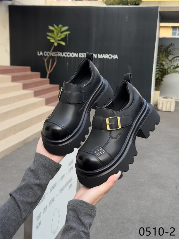 0510【玫瑰】达思图厚底乐福鞋女2025春季新款英伦风小皮鞋百搭单鞋