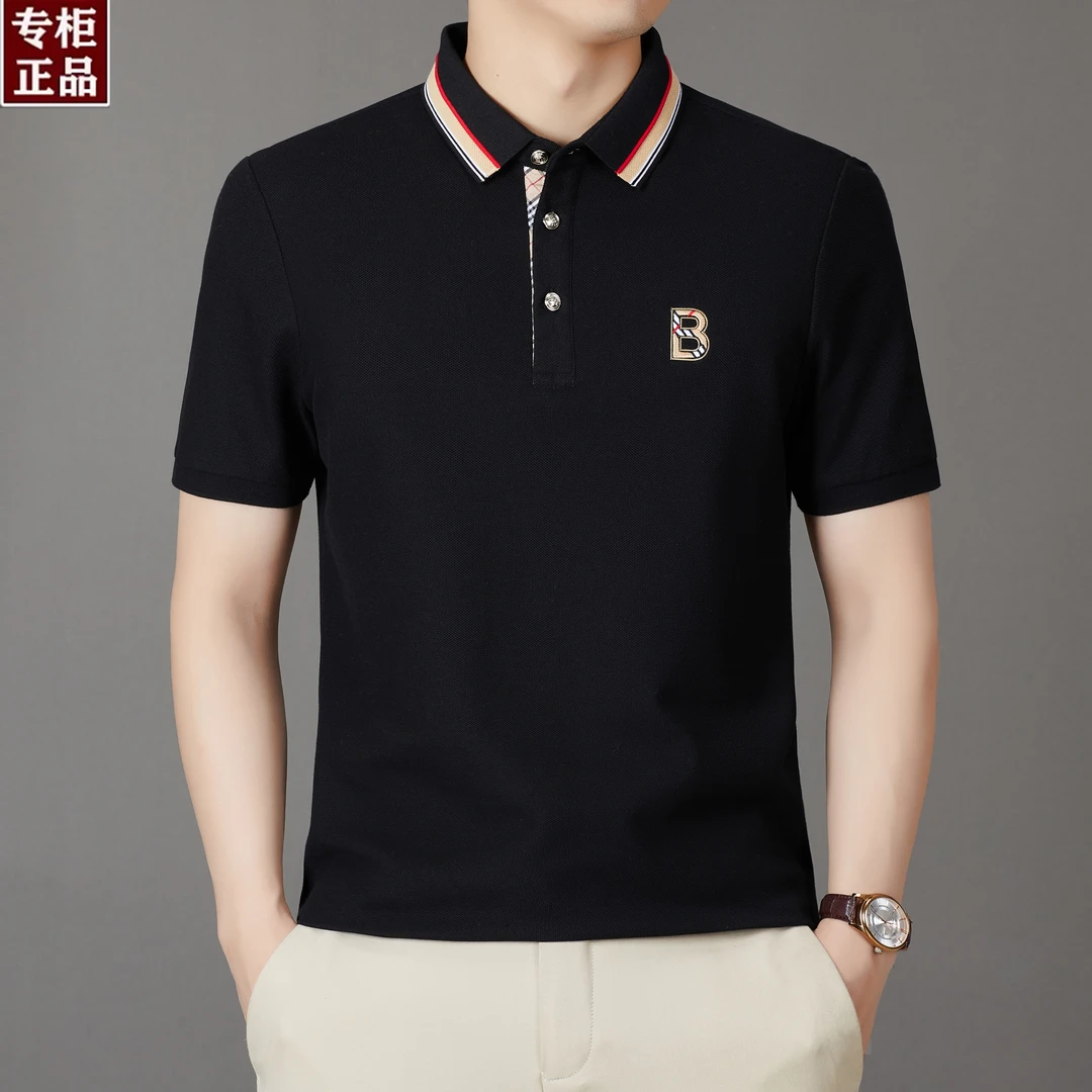 【专柜正品】欧洲轻奢夏季纯棉短袖Polo衫吸湿透气翻领男士短袖t恤