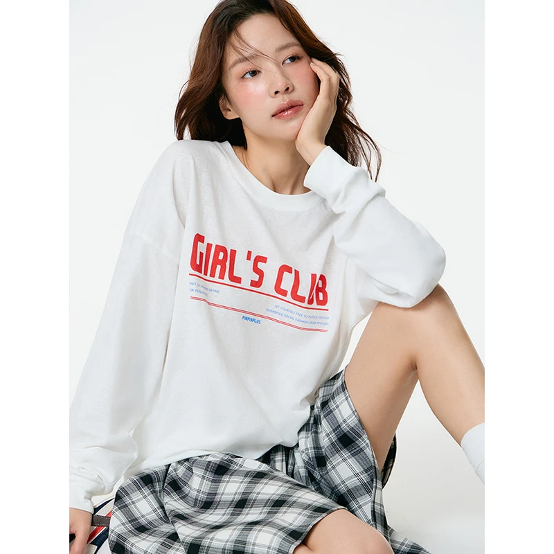 PINPINPLUS丨「女孩俱乐部」春夏简约干净字母印花T恤PABEA211006G
