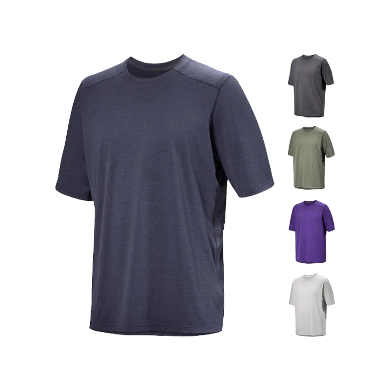 硝酸银）夏季男子透气速干T恤户外运动吸湿排汗简约百搭圆领短袖