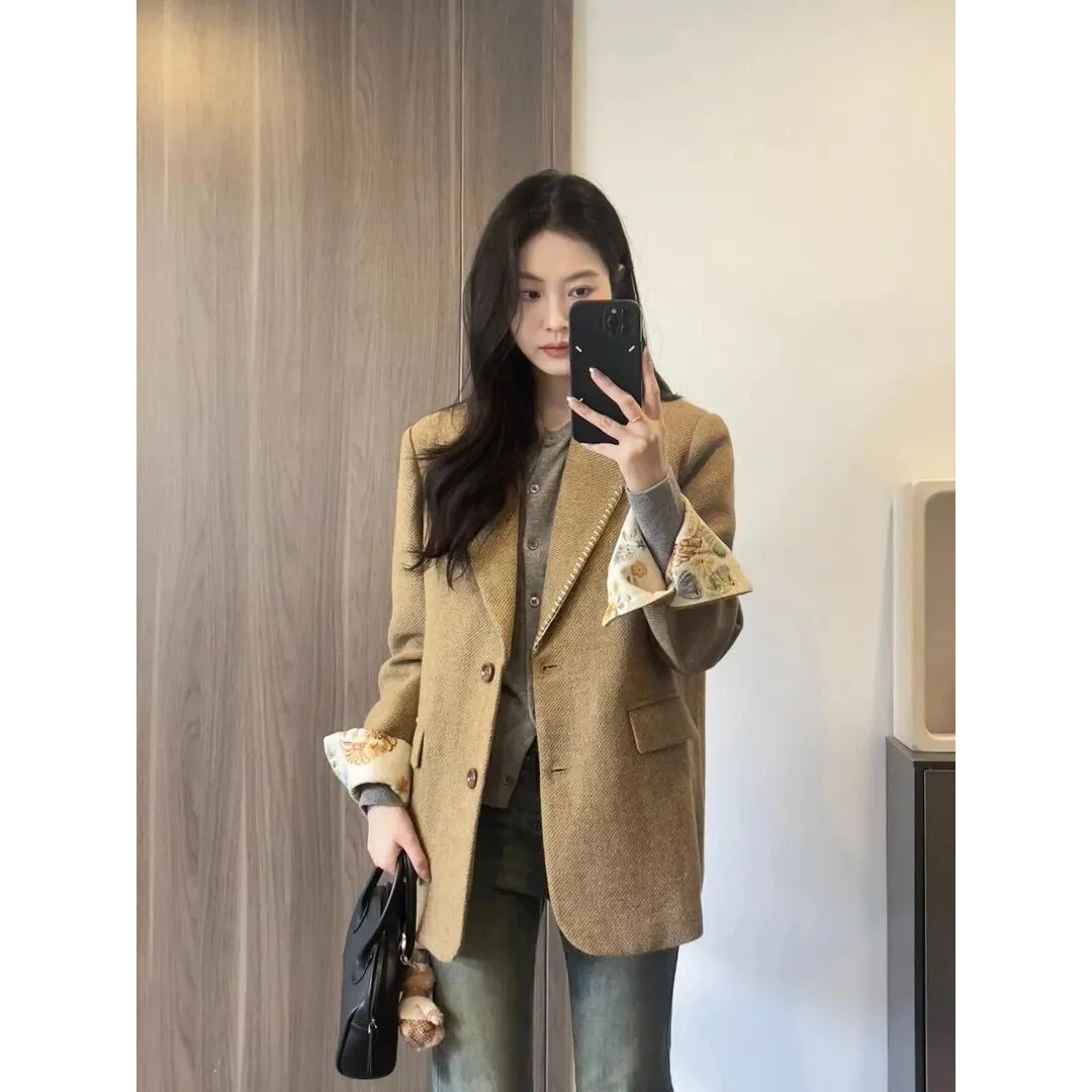 财阀千金女装2025秋冬高级感西装外套女气质炸街上衣百搭牛仔裤