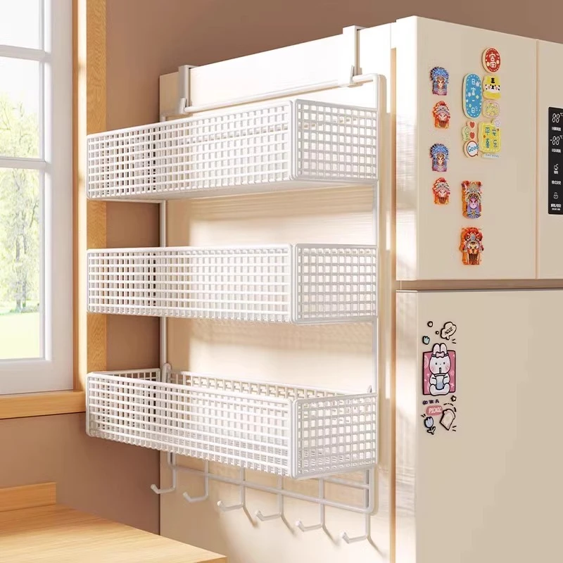 厨房冰侧面箱侧置物架用品多层挂钩收纳架保鲜膜调料瓶放置神器