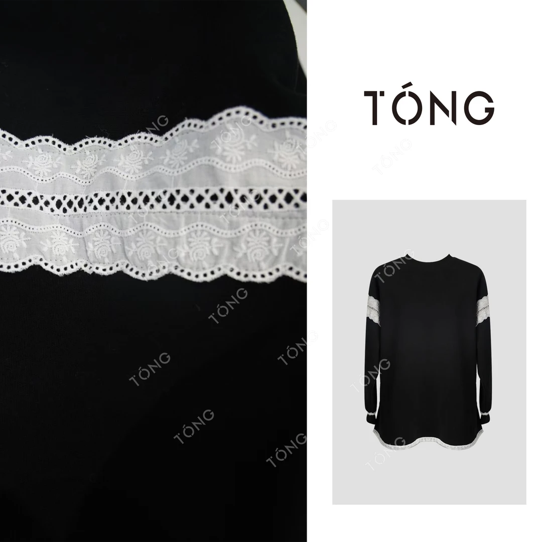 【霜榆】冬季新款拼接蕾丝时尚加绒加厚卫衣 GD040