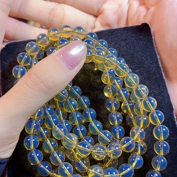 蓝珀未镶嵌珠宝奇石墨西哥蓝珀佛珠8