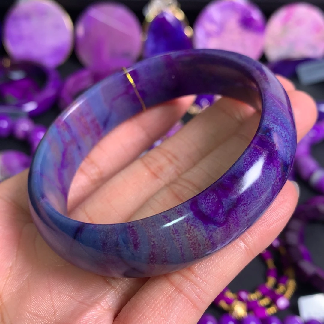 苏纪石（舒俱来）未镶嵌蓝紫幻彩手镯57+