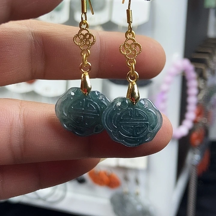 翡翠银S925镶嵌耳饰品质珠宝