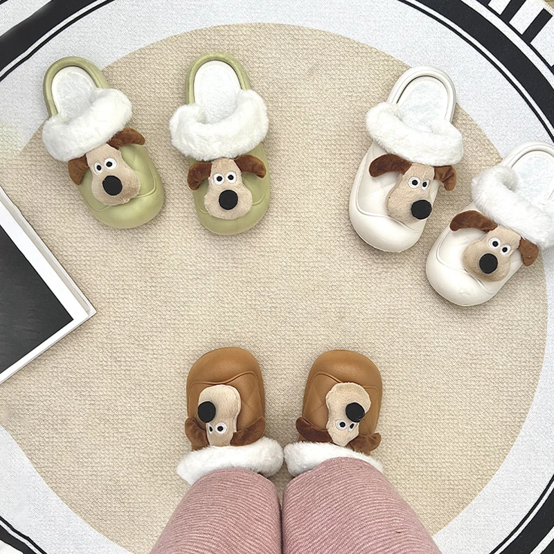 【可拆卸】卡通小狗棉拖鞋踩屎感可拆卸室内室外包头拖2025秋冬防