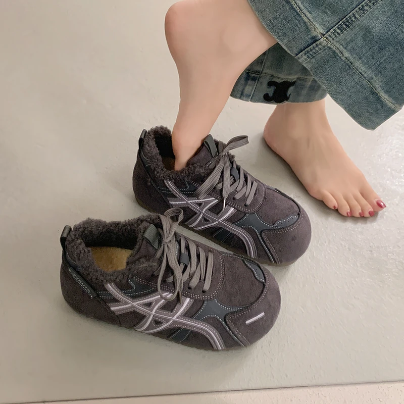 巨显脚小~秋冬内增加绒德训潮流街头风圆头时尚休闲老爹鞋阿甘鞋