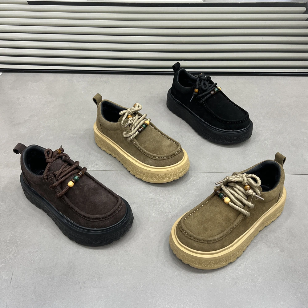 真皮翻毛皮英伦风休闲鞋时尚百搭软底软面舒适加绒保暖冬季棉鞋男