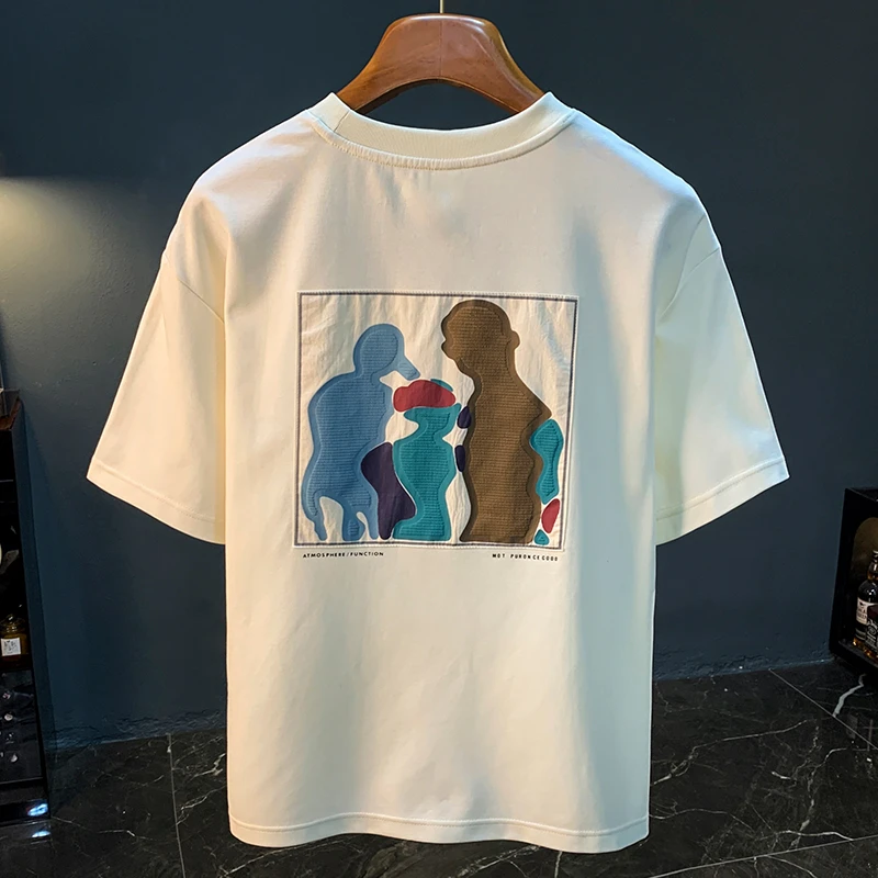 LEIGHZ/雷茨短袖T恤男士夏季新款宽松体恤百搭潮流舒适五分袖上衣