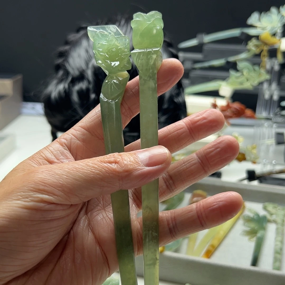 岫玉福利发簪未镶嵌呵*