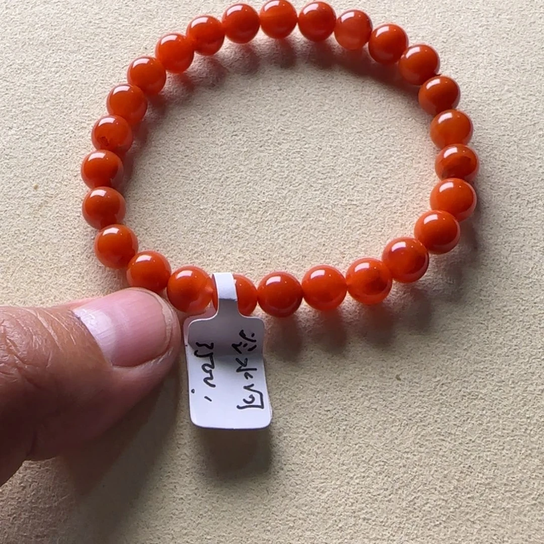南红玛瑙手链未镶嵌7.5mm冷水河