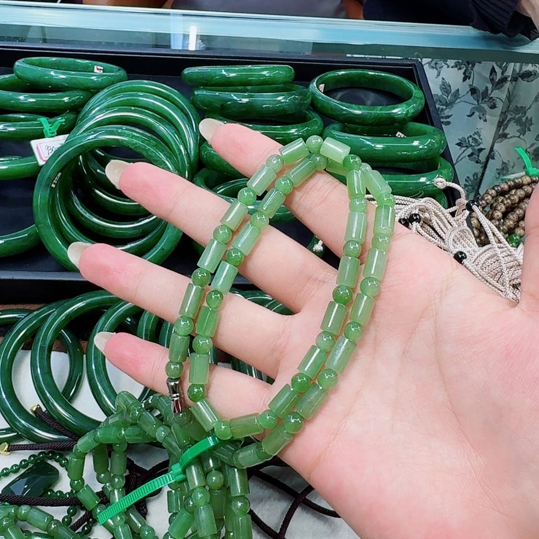 和田玉（碧玉）竹节款未镶嵌