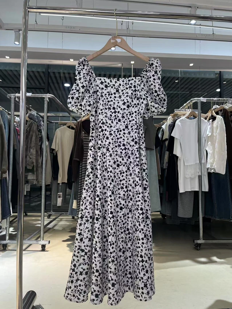 Q1303法式碎花连衣裙小清新夏季新款时尚显瘦气质收腰长裙