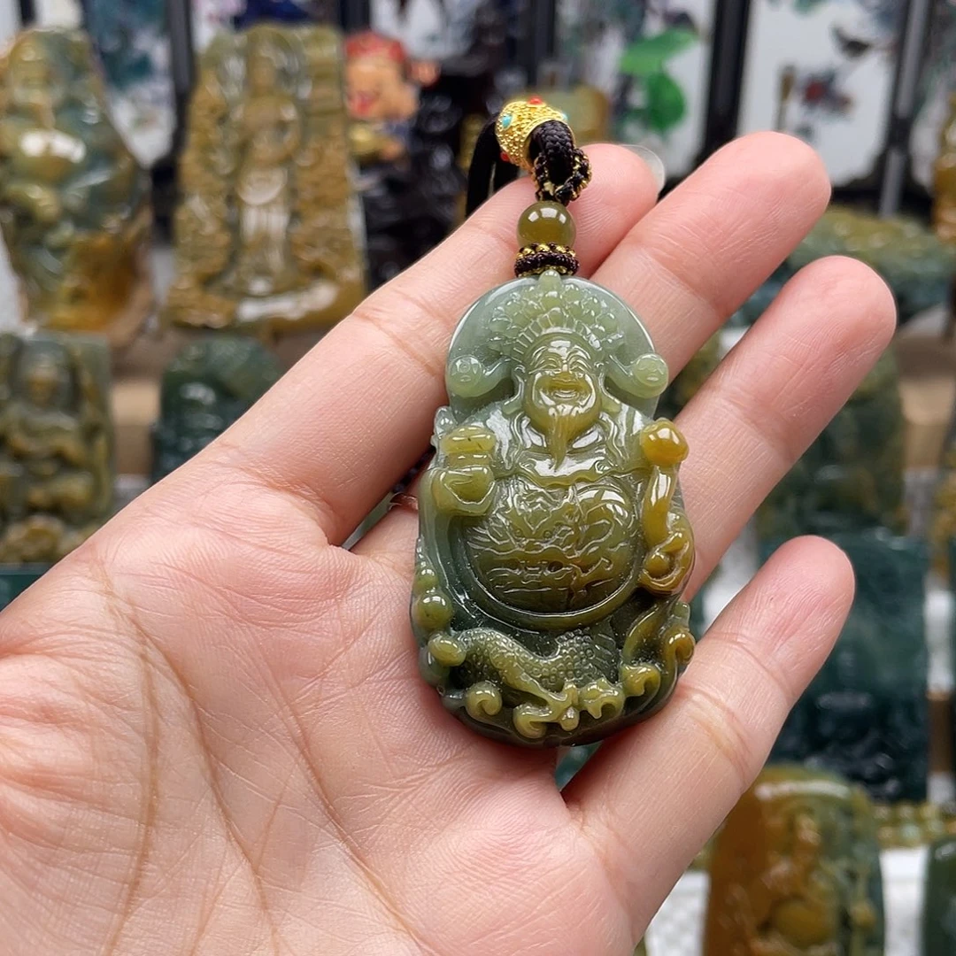 翡翠未镶嵌颈饰天然翡翠a货财神