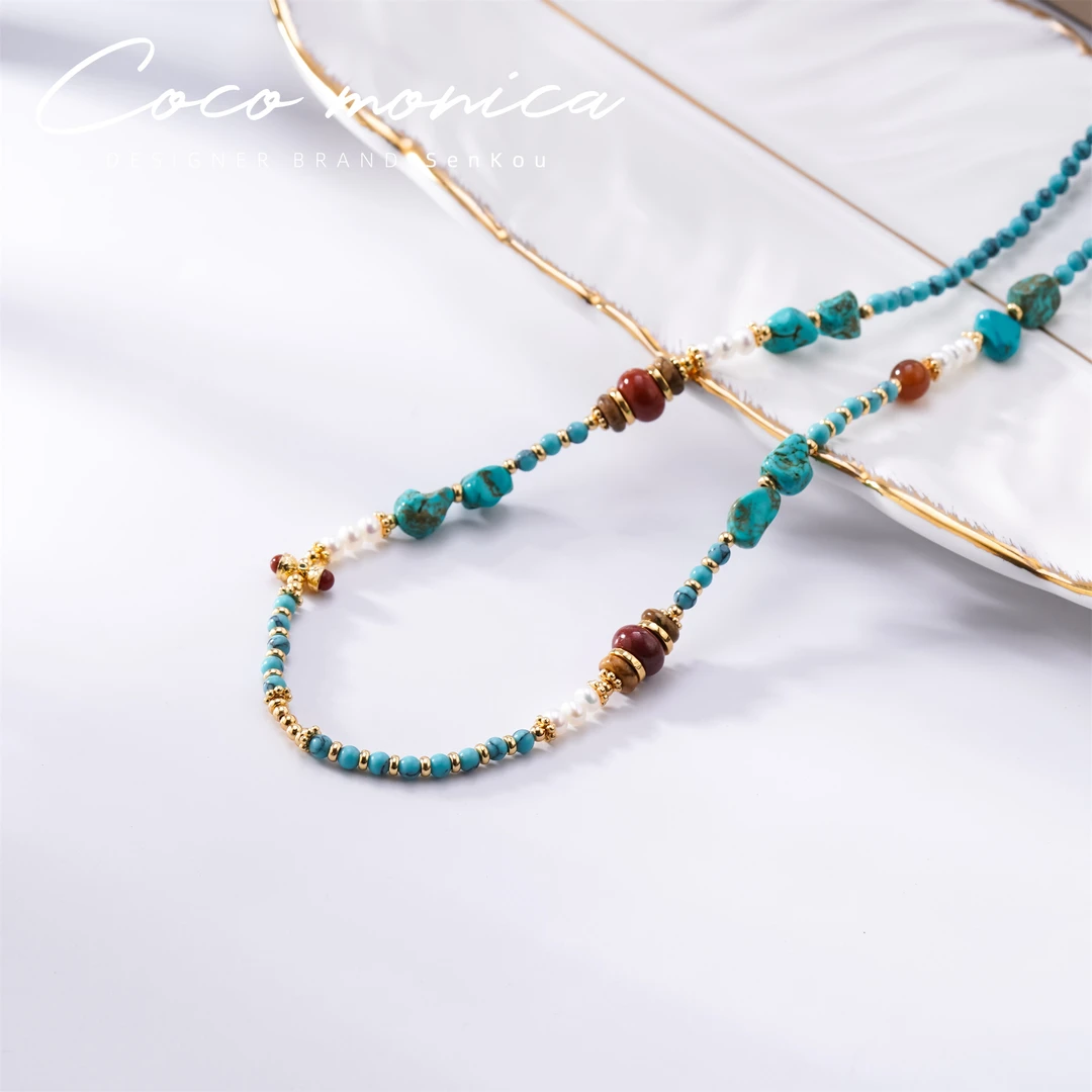 【小霞珠宝】菱镁矿项链珍珠手工百搭少女复古简约清新甜美 AS37