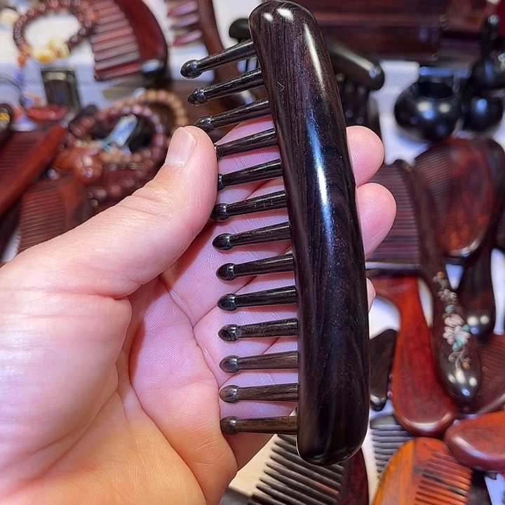 黄花梨/降香黄檀乌木插齿梳子