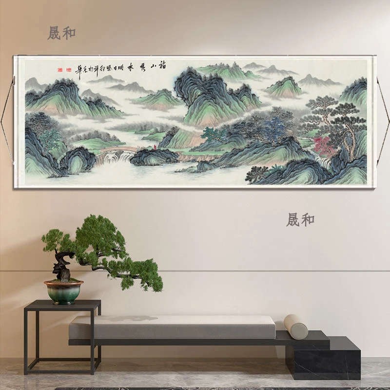 <福山秀水>新中式山水国画客厅装饰画沙发背景墙挂画